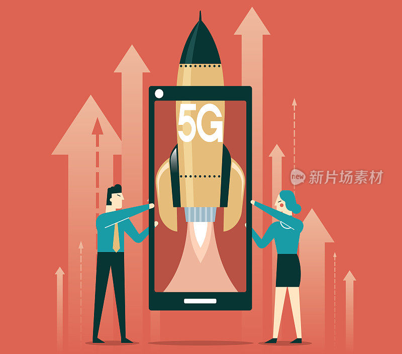 5G - Smartphone with rocket